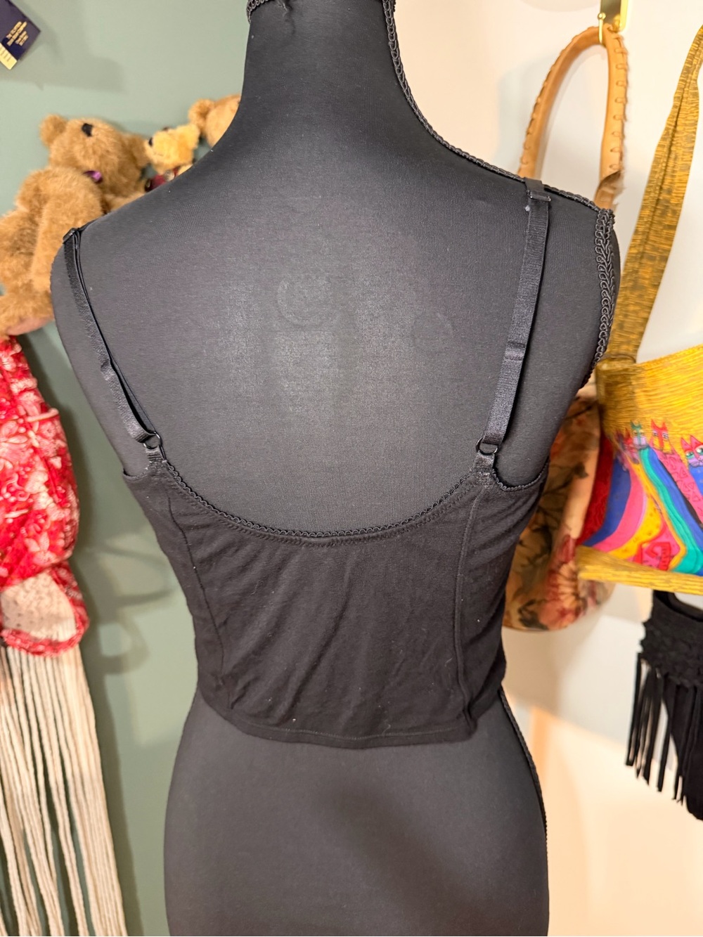 Free People Intimately Black Graphic Bralette/Crop Top Womens Size Large Boho - Picture 4 of 4
